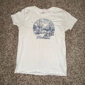 Hollister White Tee with Blue Desert Scene